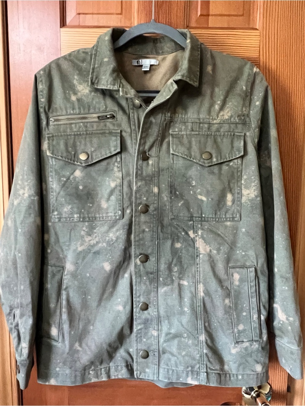 Volcom Olive Green Splatter-Detail Military Field Jacket